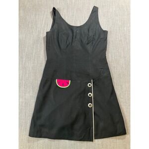 Deborah Laws Vintage Black Watermelon Patch Skort Romper Sleeveless Size 10